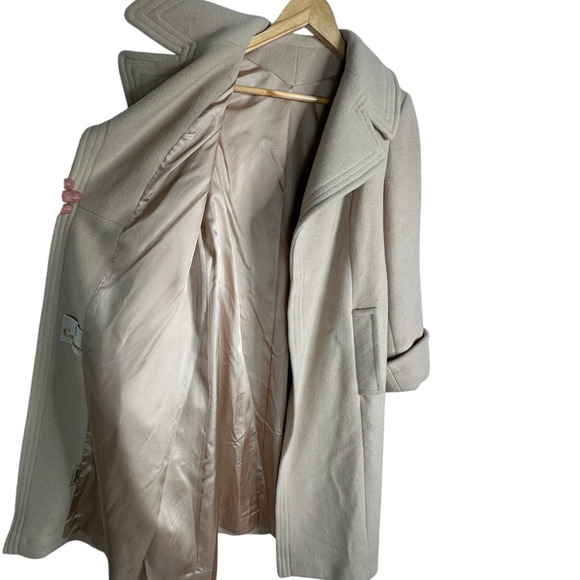 Vintage Neiman Marcus 1970s CASHMERE Wrap Trench Coat 4 Oversize Wide Lapel Tan - Picture 5 of 7